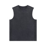 Black Washed Cotton Sleeveless T Shirt 275gsm