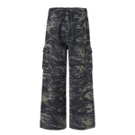 Camo Military Workwear Wide-Leg Cargo Utility Pants