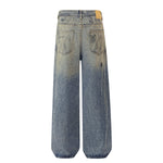 Faded Blue Vintage-Sanded Wide-Leg Jeans