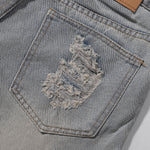 Adjustable Side Buckle Distressed High Waist Shorts