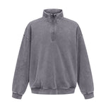 Distressed Wash Comfort Zip Pullover Sweatshirt