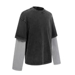 Layered Sleeve Two-Tone Oversized Streetwear T-Shirt