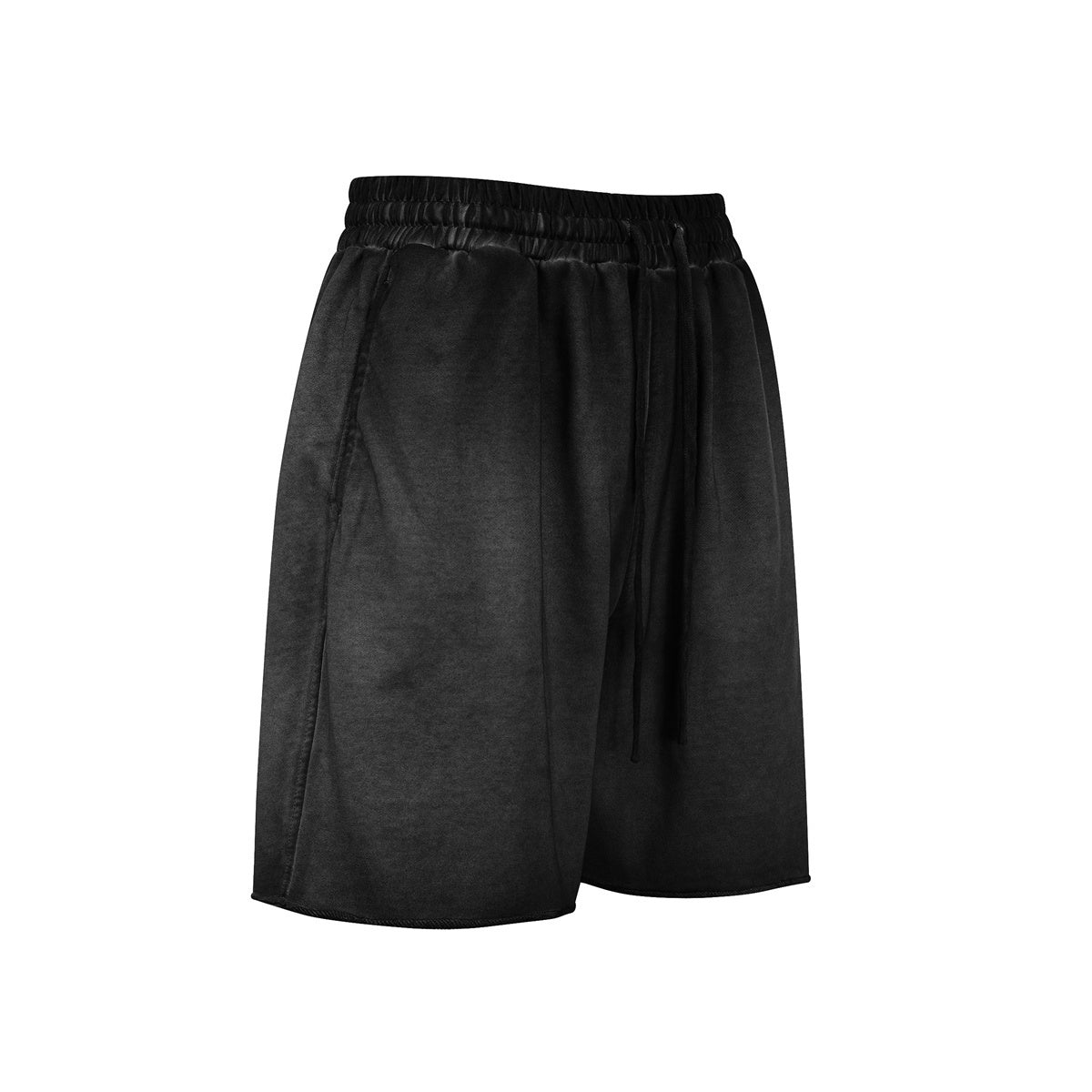 Reverse-Dyed Distressed Raw Edge Shorts