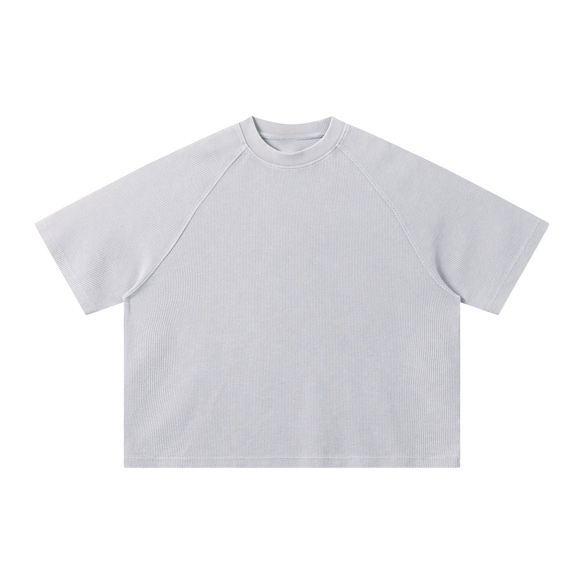 Boxy Waffle Washed Distressed Raglan Tee