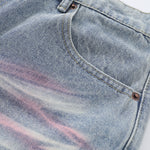 Tie-Dyed Raw Hem Ripped Bermuda Shorts