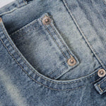 Wrinkled Light Wash Wide-Leg Jeans