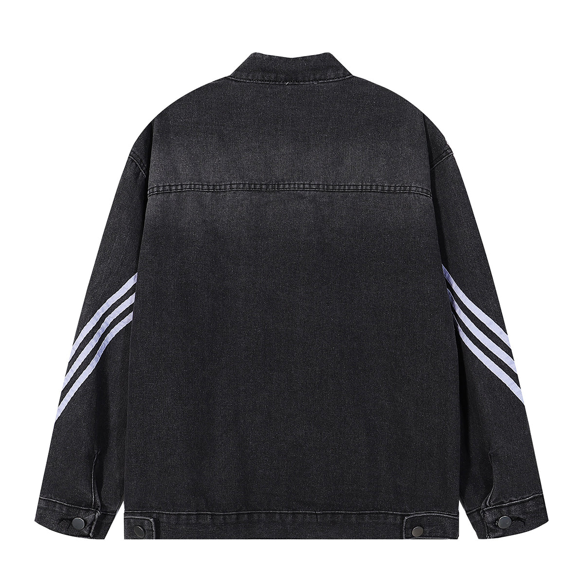 Contrast Stripe Washed Denim Baggy Jacket