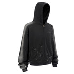 Distressed Paint Splatter Zippered Hoodie