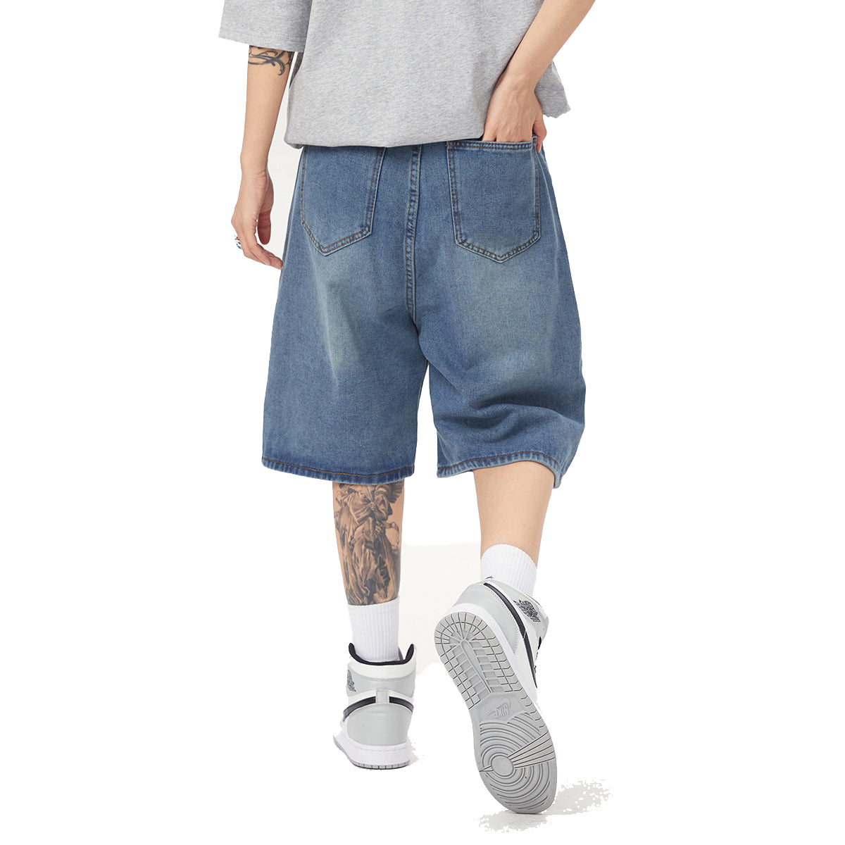 Built In Belt Mid Waist Denim Shorts