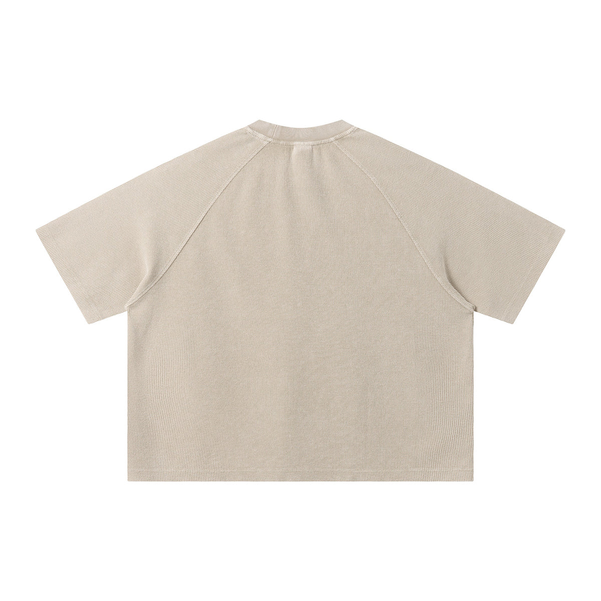 Boxy Waffle Washed Distressed Raglan Tee