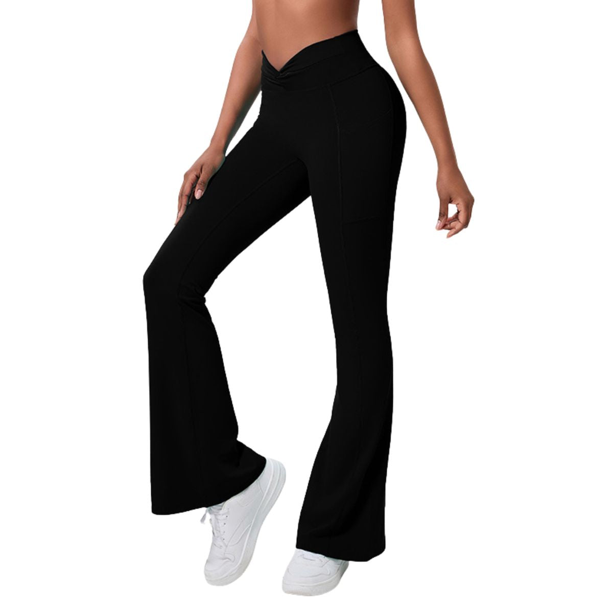 Women's High Waist Flare Yoga Pants With Pockets Butt Lifting Leggings