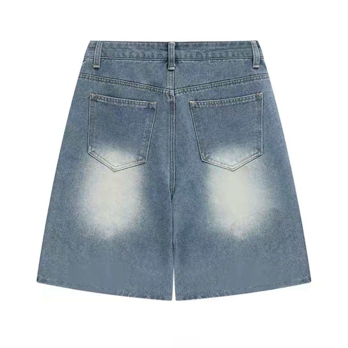 Floral Embroidery Washed Denim Shorts