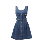 Belted Flared Denim Mini Dress