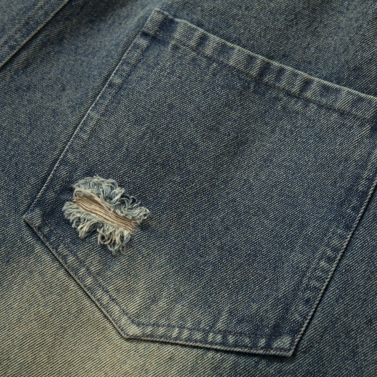 Smoke Rise Camouflage Patchwork Ripped Jeans