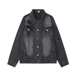 Relaxed Faded Denim Ripped Jacket
