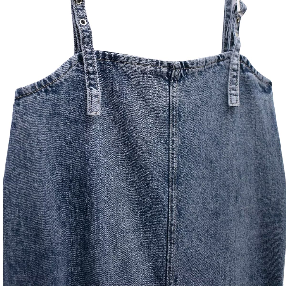 Adjustable Straps A-Line Denim Slip Dress