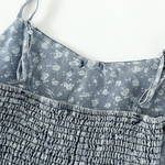 Floral Print Denim Spaghetti-Strap Dress