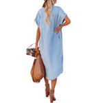Oversized Denim Midi Shirtdress