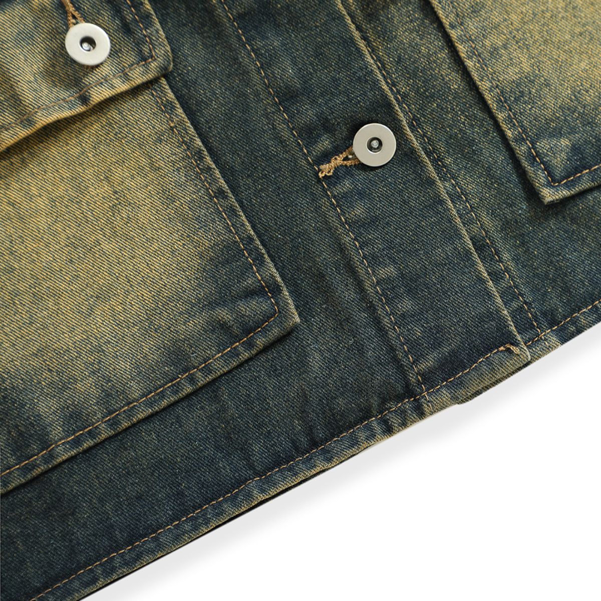 Button-Front Washed Denim Vest