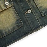 Button-Front Washed Denim Vest