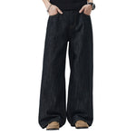 Embroidered Black Washed Baggy Jeans