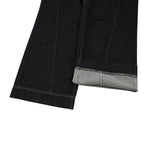 Raw Yellow-Stitch Wide-Leg Curved Baggy Denim Pants
