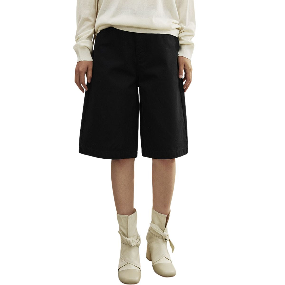 Women's Solid Color Bermuda Denim Shorts