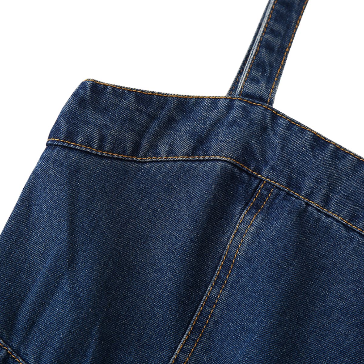 A-Line Sleeveless Denim Midi Dress