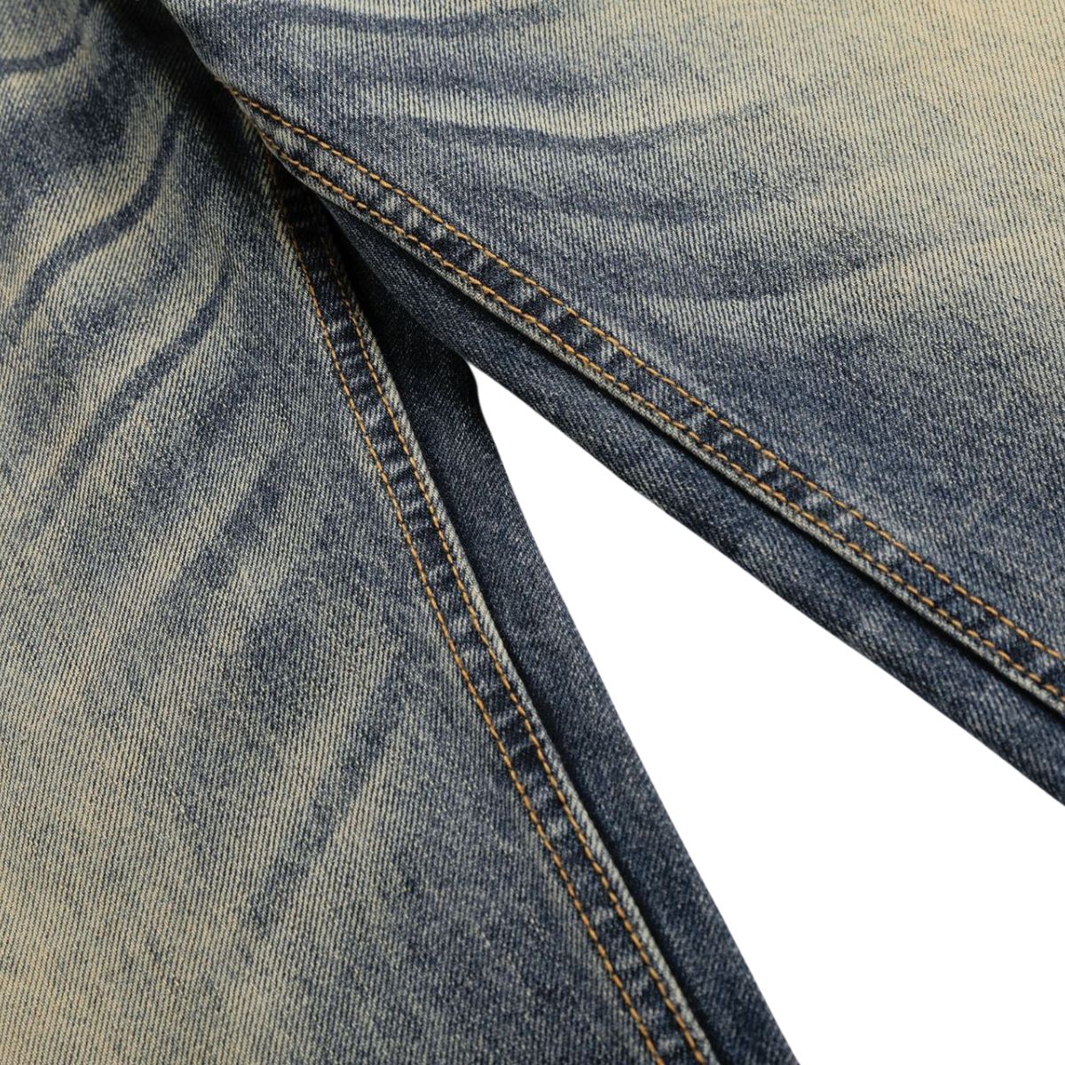 Vintage Washed Wide Leg Whiskered Jeans