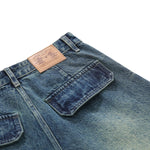 Printed Multi Pocket Denim Cargo Shorts