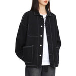 Loose Fit Denim Button-Front Jacket