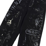 Smoke Rise Graffiti Black Wide-Leg Printed Jeans