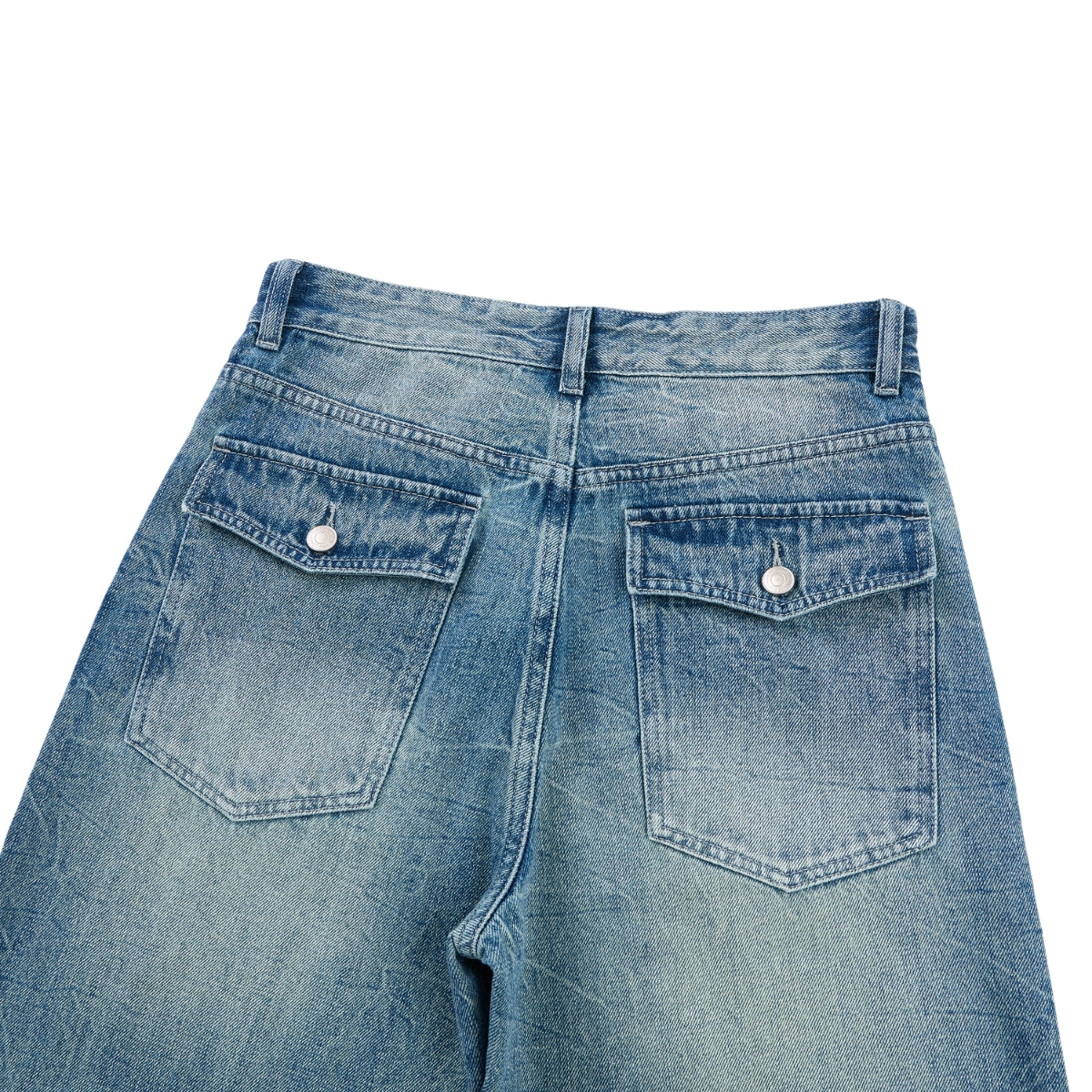 Medium Blue 3D-Whisker Baggy Jeans
