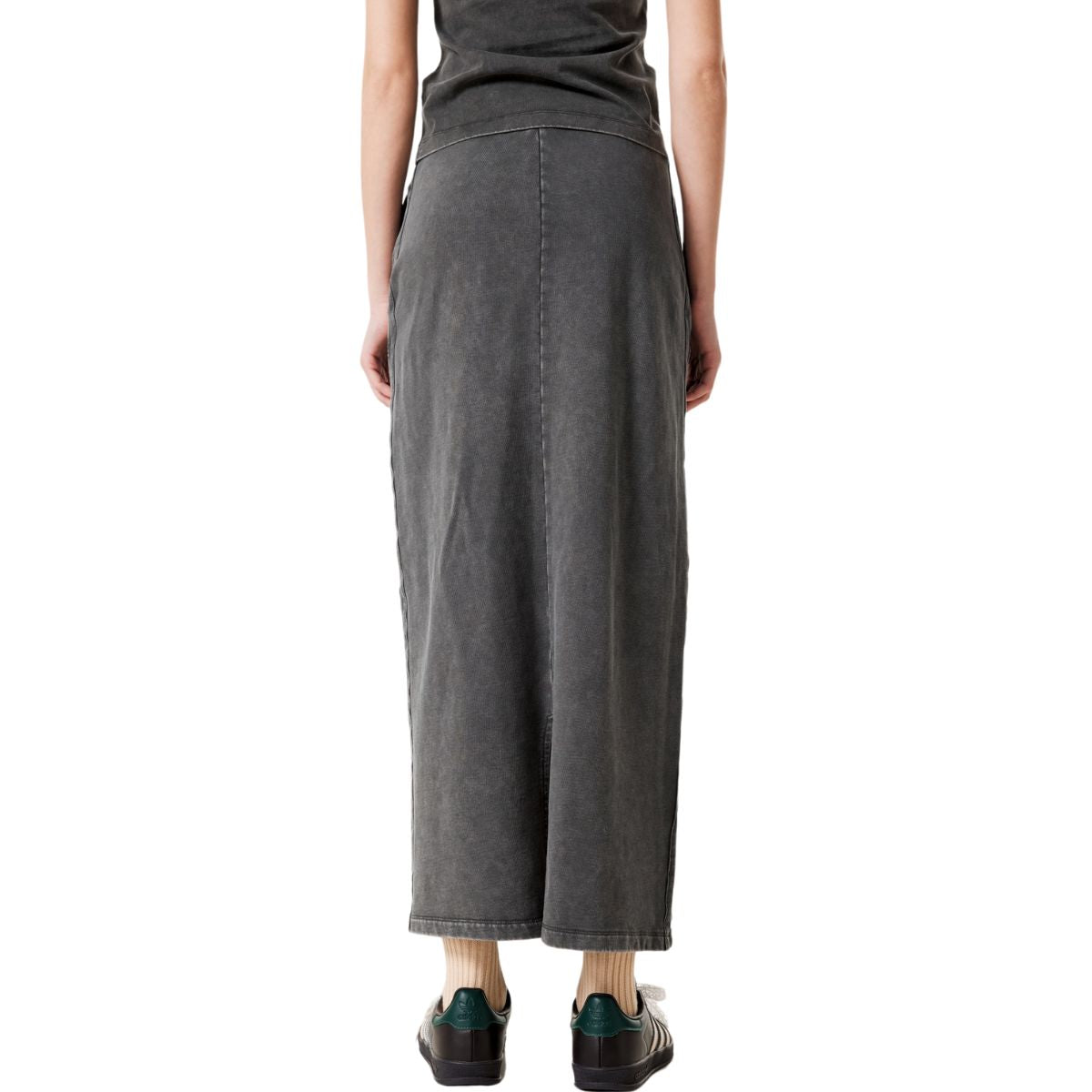 Stone Wash A-Line Maxi Skirt