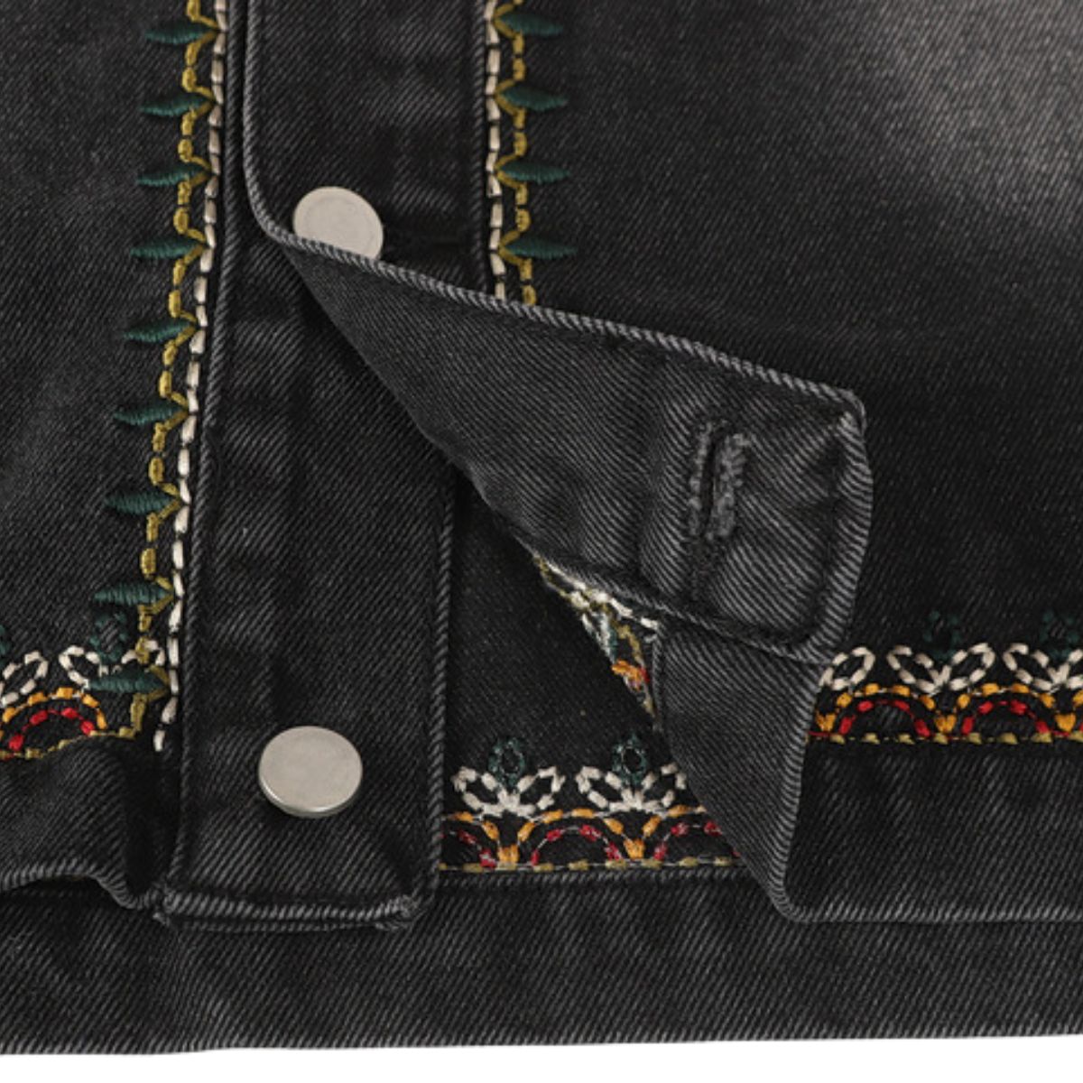 Retro Fashionable Temperament Lapel Embroidered Loose Denim Jacket