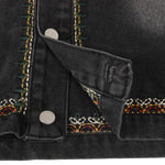 Retro Fashionable Temperament Lapel Embroidered Loose Denim Jacket