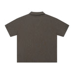 Retro Boxy Wool Blend Seagull Collar Polo Shirt