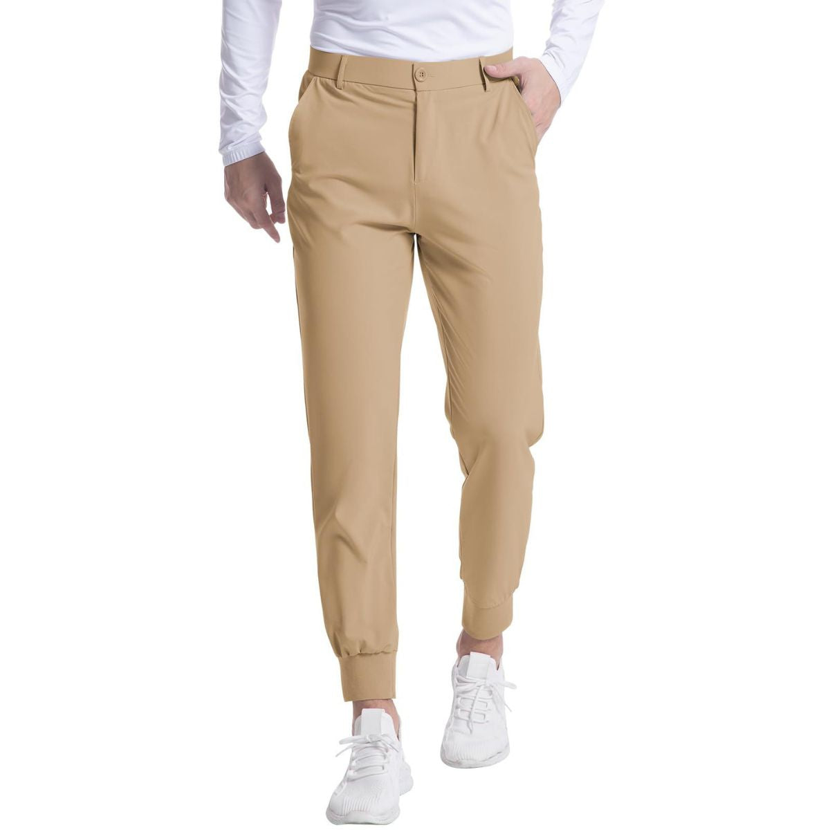 Men's Jogger Golf Pants Elastic Waist Stretch Casual Tapered Trousers
