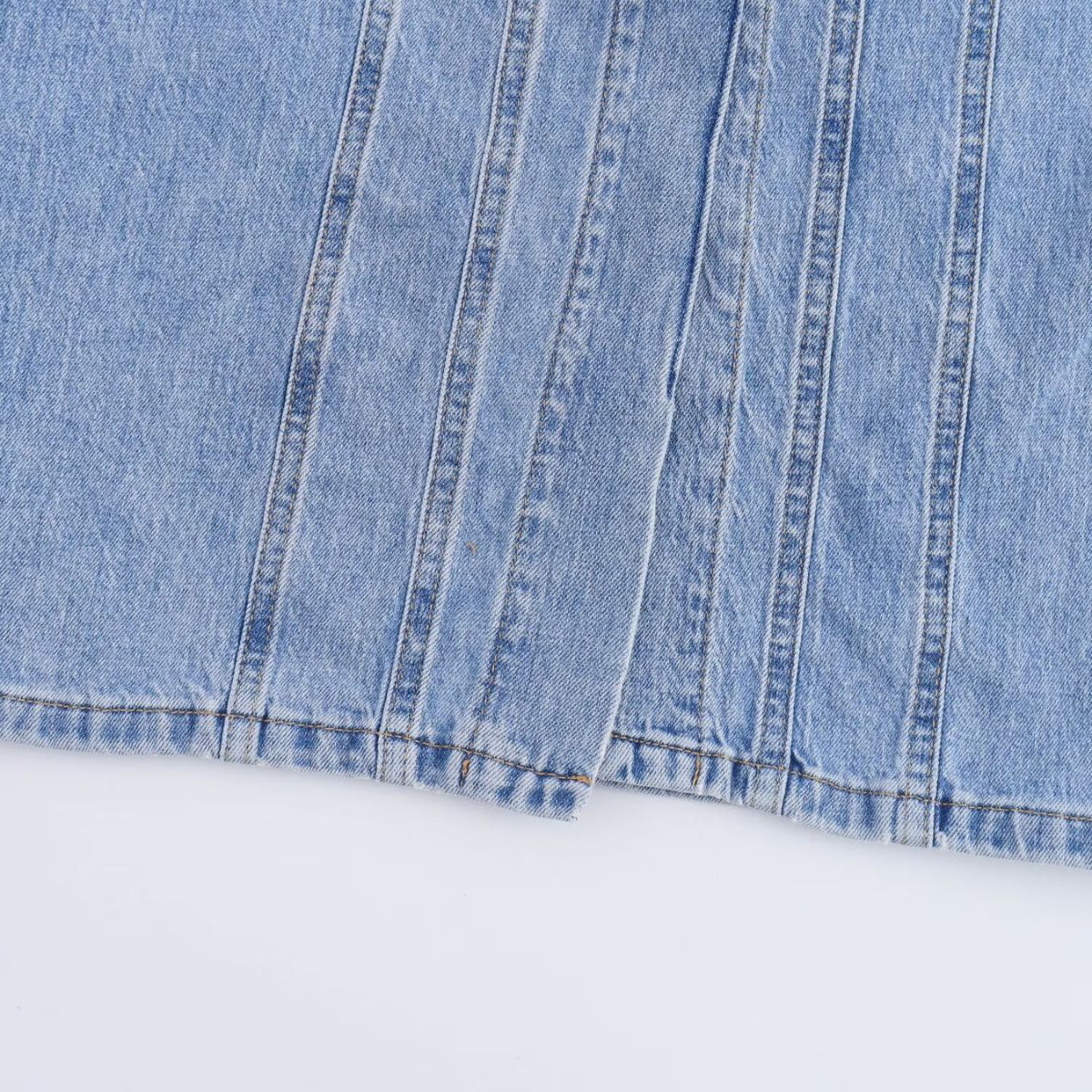 Button-Front Washed Strappy Denim Maxi Dress