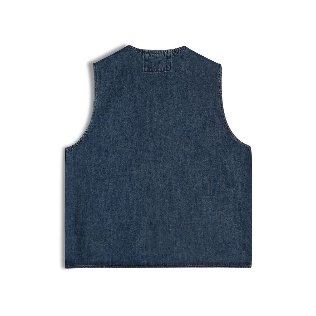 Relaxed Washed Denim Cargo Vest