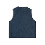 Relaxed Washed Denim Cargo Vest