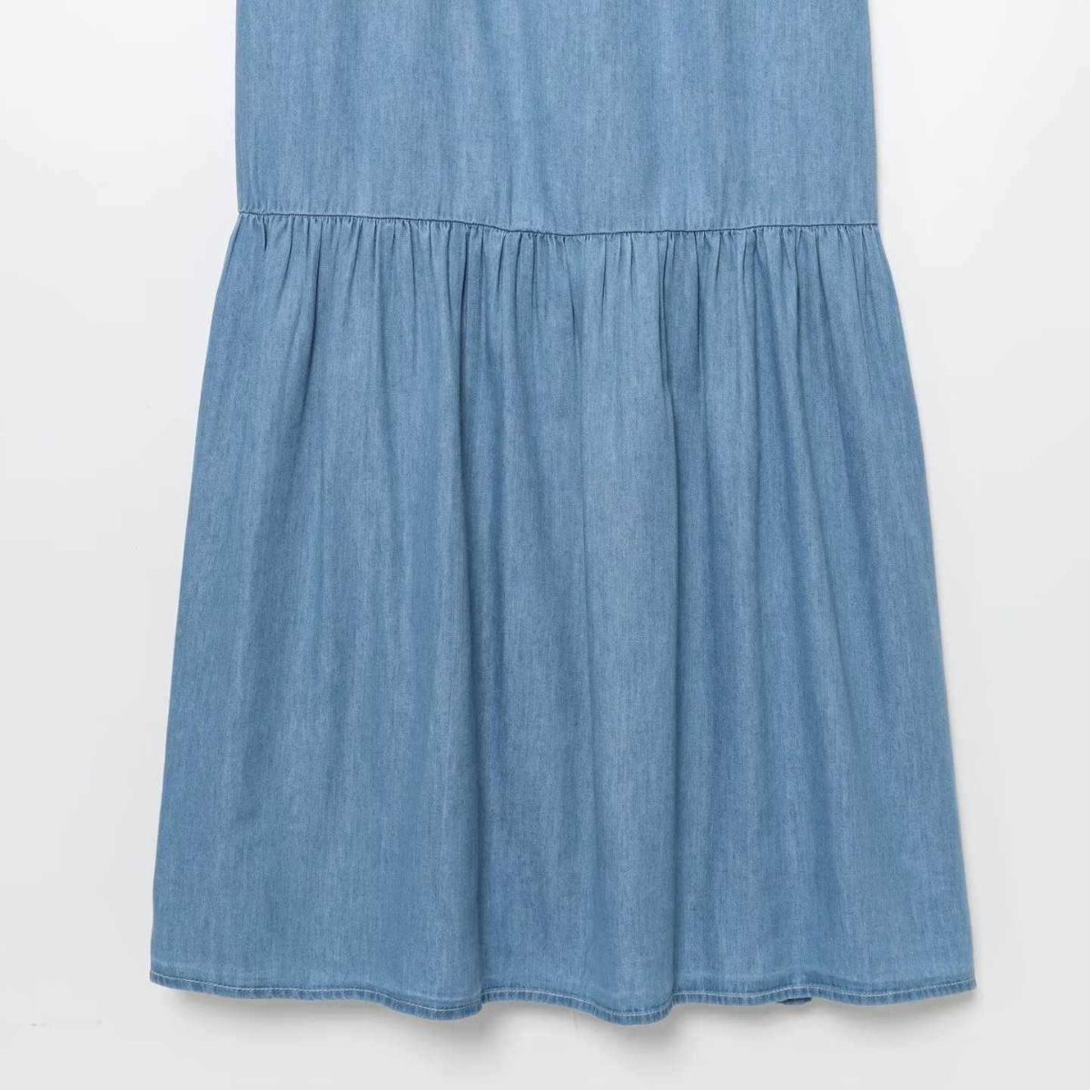 Spaghetti Straps Bow Denim Maxi Dress