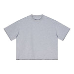 Oversized Minimal Tee Raw Edge Contrast Stitching