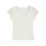 Solid-Color V-Neck Cotton T-Shirt 215gsm