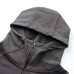 Vintage Washed Oversized Curved Stitch Zip Hoodie