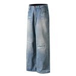 Light Blue Ripped Wide-Leg Jeans