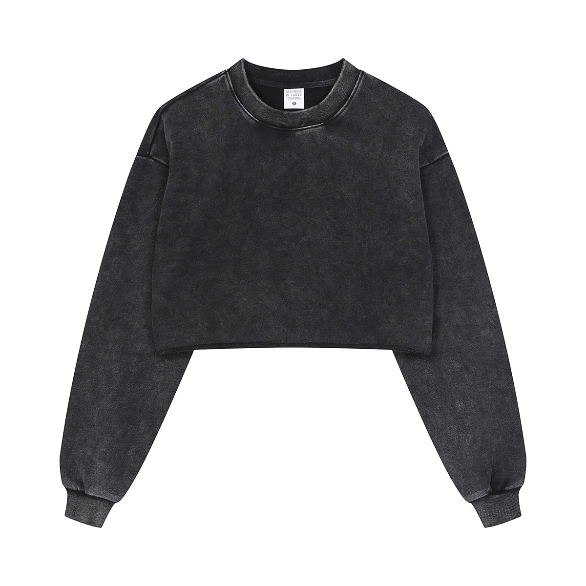 Distressed Raw Hem Crop Sweatshirt