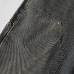 Utility Distressed Straight Leg Denim Jeans