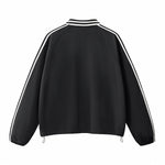 Retro Striped Collar Pullover Sweatshirt