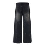 Artistic Paint Splatter Wide Leg Denim Jeans
